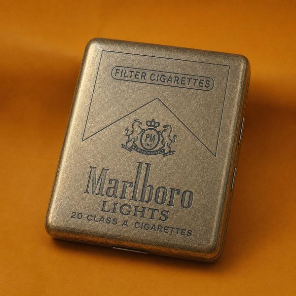 Футляр металлический Gvipaи "Marlboro Lights" на 20 сигарет (под бронзу)